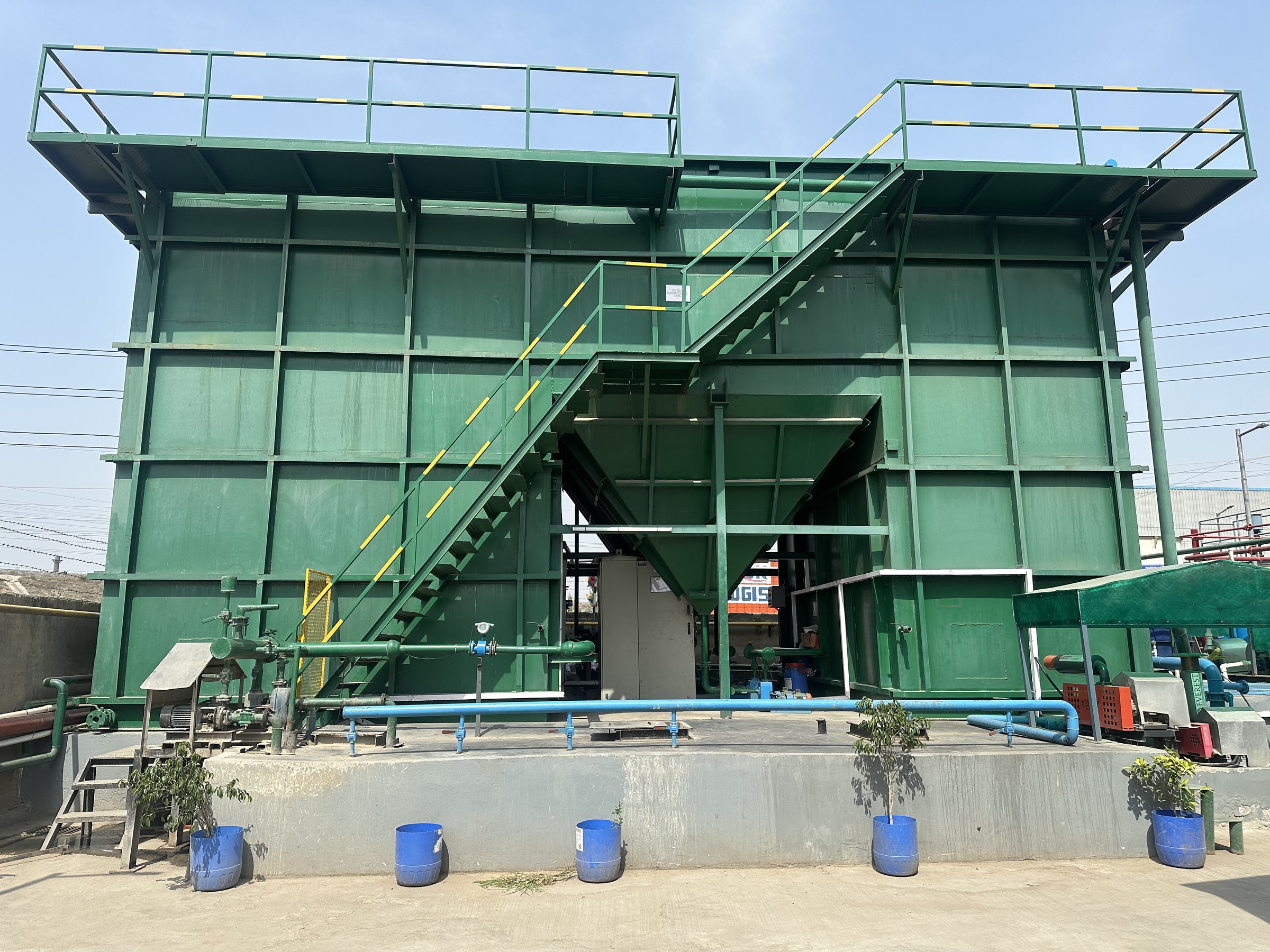Green steel ETP treatment tanks with access stairs